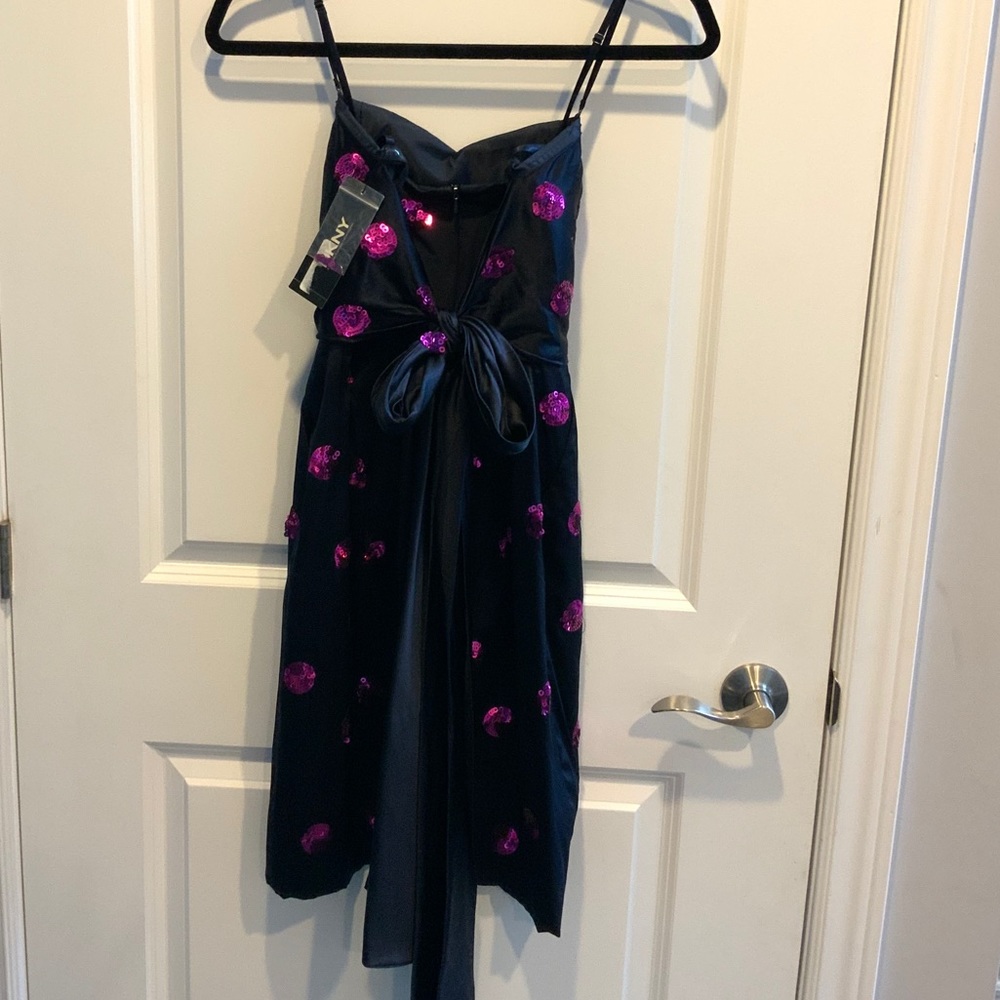 DKNY navy silk dress NWT